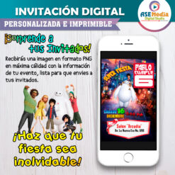 Grandes Héroes Baymax Invitación Digital Personalizada #3