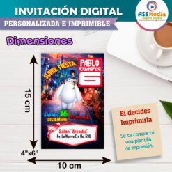 Grandes Héroes Baymax Invitación Digital Personalizada #3