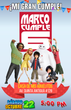 Grandes Héroes Baymax Invitación Digital Personalizada #4