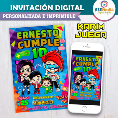 Family Juega Karim Juega Invitación Digital Personalizada