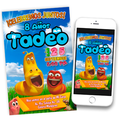 Larva Invitación Digital de Cumpleaños