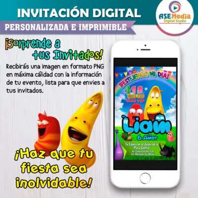 Larva Invitación Digital de Cumpleaños #2