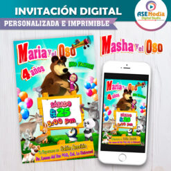 Masha y el Oso Invitación Digital Personalizada Mod. 04