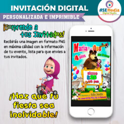 Masha y el Oso Invitación Digital Personalizada Mod. 04