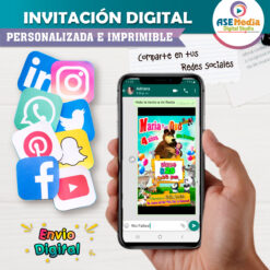 Masha y el Oso Invitación Digital Personalizada Mod. 04