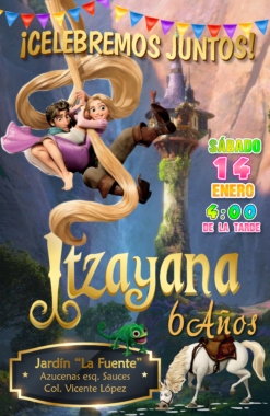 Rapunzel Enredados Invitación Digital Personalizada