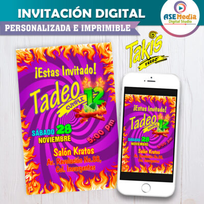 Takis Fuego Invitación Digital Personalizada