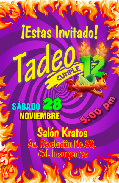 Takis Fuego Invitación Digital Personalizada