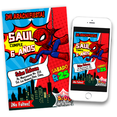 Spiderman Invitación Digital de Cumpleaños
