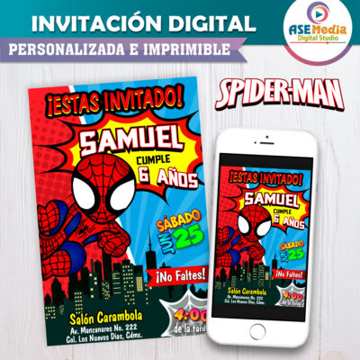 Spiderman Invitación Digital de Cumpleaños Mod. 02