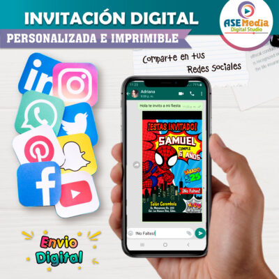 Spiderman Invitación Digital de Cumpleaños Mod. 02