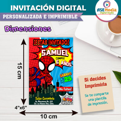 Spiderman Invitación Digital de Cumpleaños Mod. 02