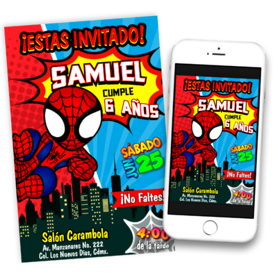 Spiderman Invitación Digital de Cumpleaños Mod. 02