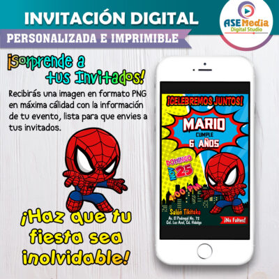 Spiderman Invitación Digital de Cumpleaños Mod. 03