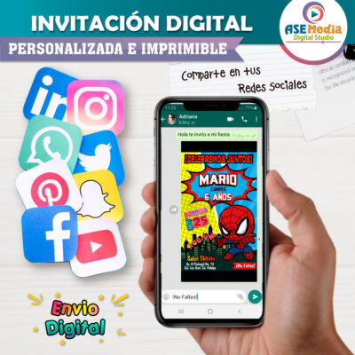 Spiderman Invitación Digital de Cumpleaños Mod. 03