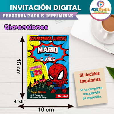 Spiderman Invitación Digital de Cumpleaños Mod. 03