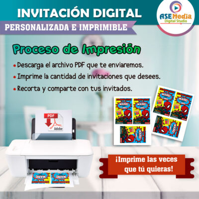 Spiderman Invitación Digital de Cumpleaños Mod. 03