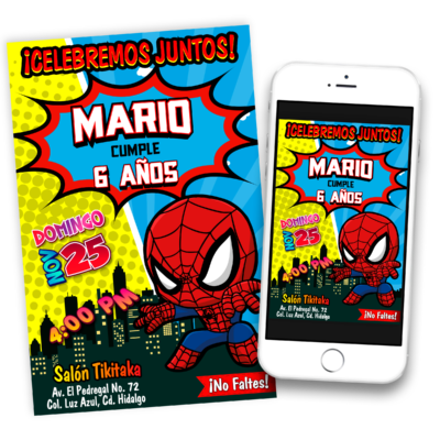 Spiderman Invitación Digital de Cumpleaños Mod. 03