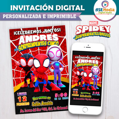 Spidey y sus Sorprendentes Amigos Spiderman Invitación Digital de Cumpleaños #2