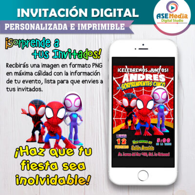 Spidey y sus Sorprendentes Amigos Spiderman Invitación Digital de Cumpleaños #2