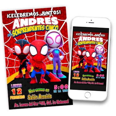 Spidey y sus Sorprendentes Amigos Spiderman Invitación Digital de Cumpleaños #2