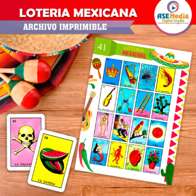 Alternative view of Lotería Mexicana Mexico Lindo Imprimible Mod. 08