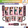 Black Pink KPOP Plantilla Editable para Sublimación de Taza #4