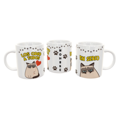 Los Odio a Todos, Gato Enojado Plantilla Editable para Sublimación de Taza