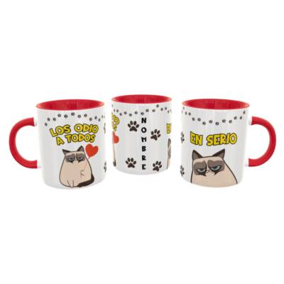 Los Odio a Todos, Gato Enojado Plantilla Editable para Sublimación de Taza