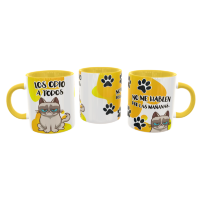No me Hablen por las Mañanas Gato Enojado Plantilla Editable para Sublimación de Taza - Imagen 7