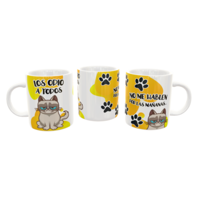 No me Hablen por las Mañanas Gato Enojado Plantilla Editable para Sublimación de Taza - Imagen 8