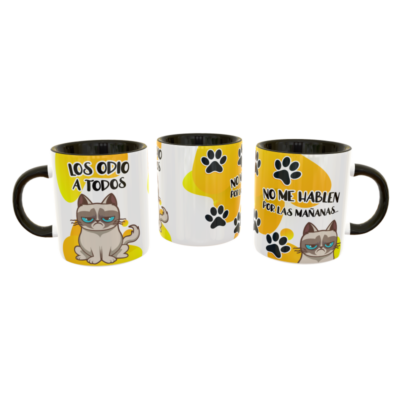 No me Hablen por las Mañanas Gato Enojado Plantilla Editable para Sublimación de Taza - Imagen 6