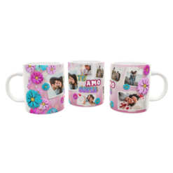 Collage de Fotos Floral Plantilla Editable para Taza de Sublimación