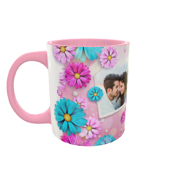 Collage de Fotos Floral Plantilla Editable para Taza de Sublimación