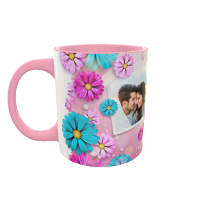 Collage de Fotos Floral Plantilla Editable para Taza de Sublimación
