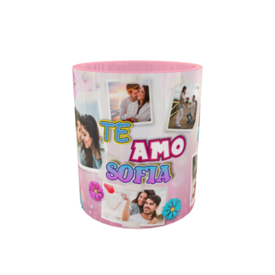 Collage de Fotos Floral Plantilla Editable para Taza de Sublimación