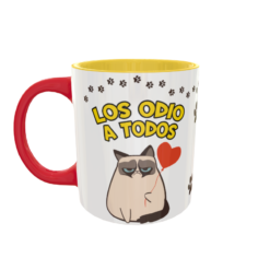 Los Odio a Todos, Gato Enojado Plantilla Editable para Sublimación de Taza