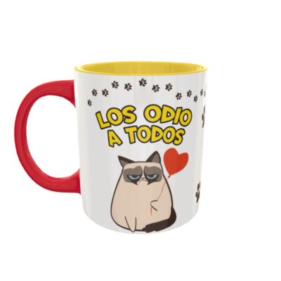 Los Odio a Todos, Gato Enojado Plantilla Editable para Sublimación de Taza