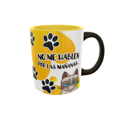 No me Hablen por las Mañanas Gato Enojado Plantilla Editable para Sublimación de Taza - Imagen 4