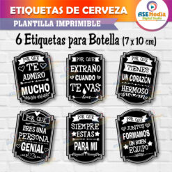 6 Razones para Quererte Etiquetas de Cerveza Imprimibles