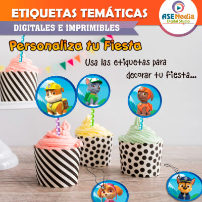 Paw Patrol Etiquetas Redondas Imprimibles para Cumpleaños