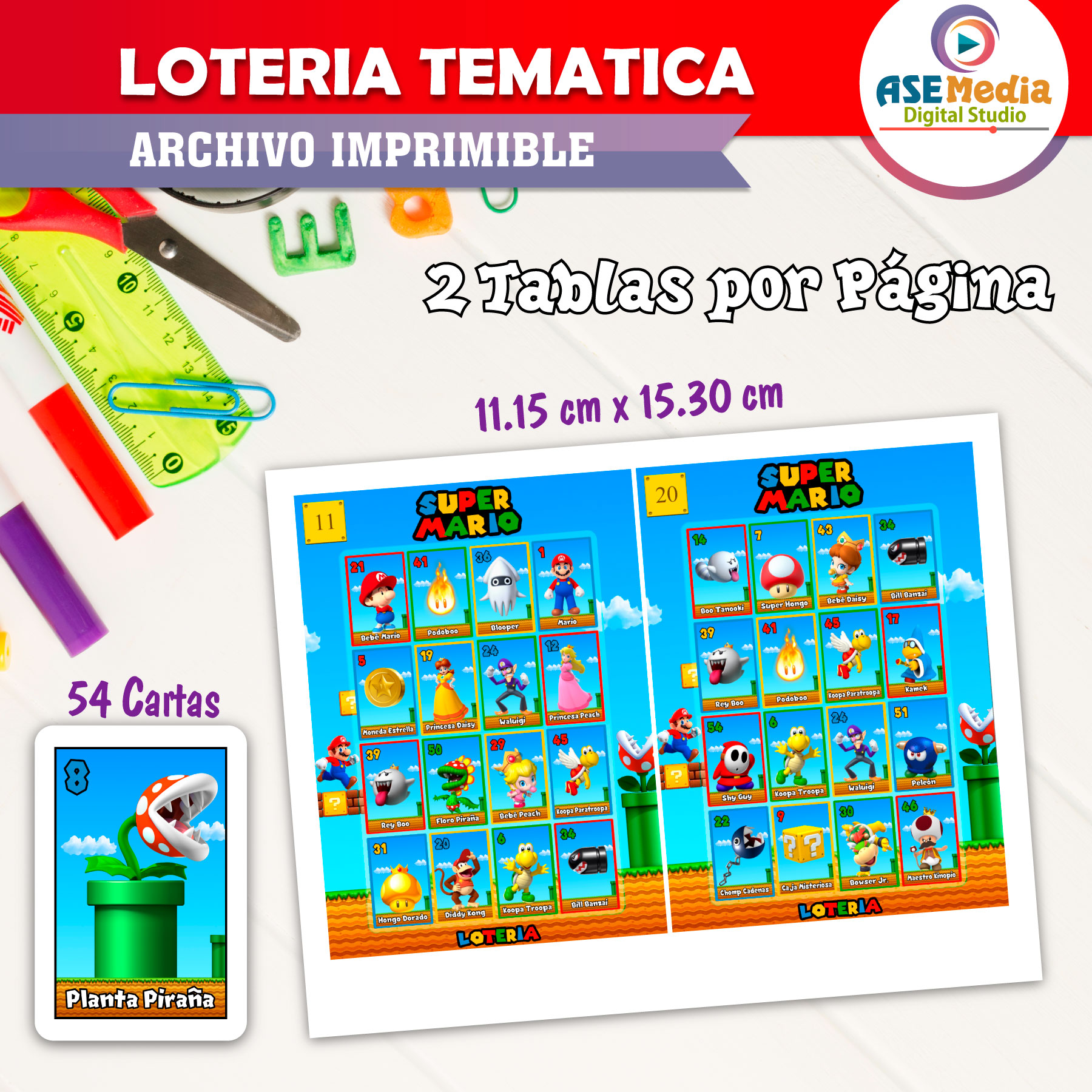 Lotería Mario Bros World Imprimible - Imagen 3