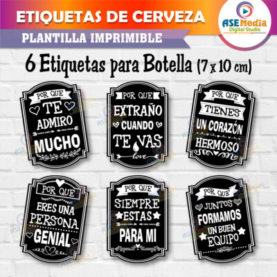6 Razones para Quererte Etiquetas de Cerveza Imprimibles