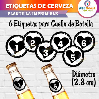 6 Razones para Quererte Etiquetas de Cerveza Imprimibles