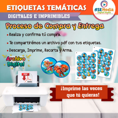 Paw Patrol Etiquetas Redondas Imprimibles para Cumpleaños