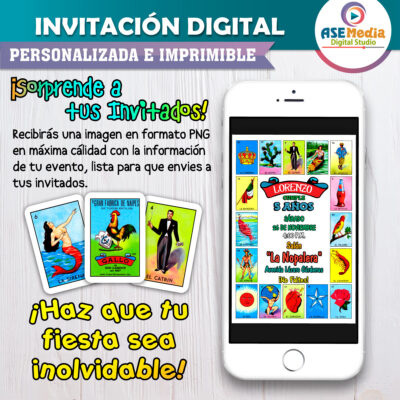 Lotería Mexicana Fiesta Invitación Digital de Cumpleaños