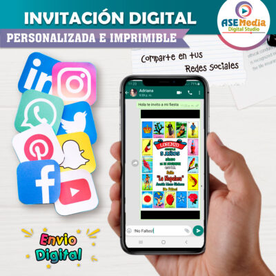 Lotería Mexicana Fiesta Invitación Digital de Cumpleaños