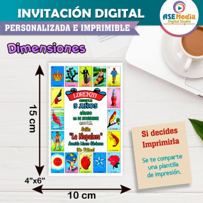 Lotería Mexicana Fiesta Invitación Digital de Cumpleaños