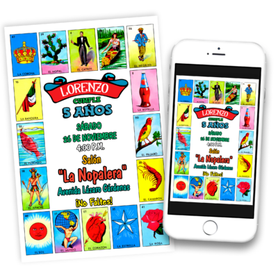 Lotería Mexicana Fiesta Invitación Digital de Cumpleaños