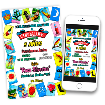 Lotería Mexicana Fiesta Invitación Digital de Cumpleaños Mod. 02